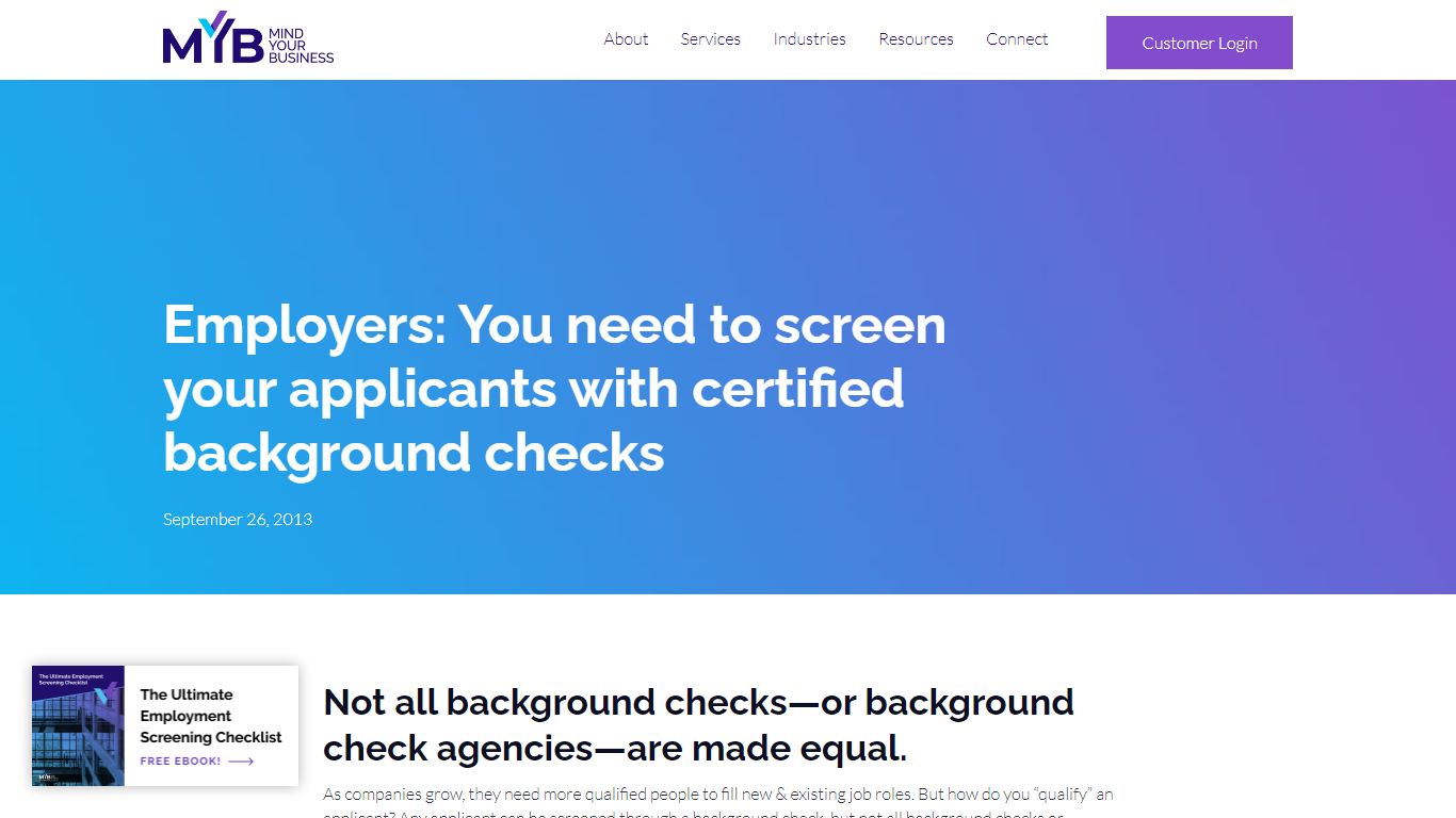 Employers: Choose Certified Background Checks | MYB Inc.